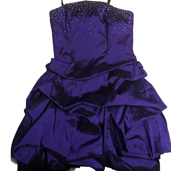 Blondie Nites Stacy Sklar Dress Bubble Gathered Strapless Volume Bling Bodice 1 - Picture 3 of 10